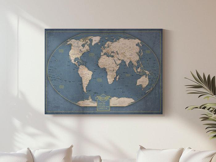 Push Pin World Travel Map - Winkel Tripel Projection