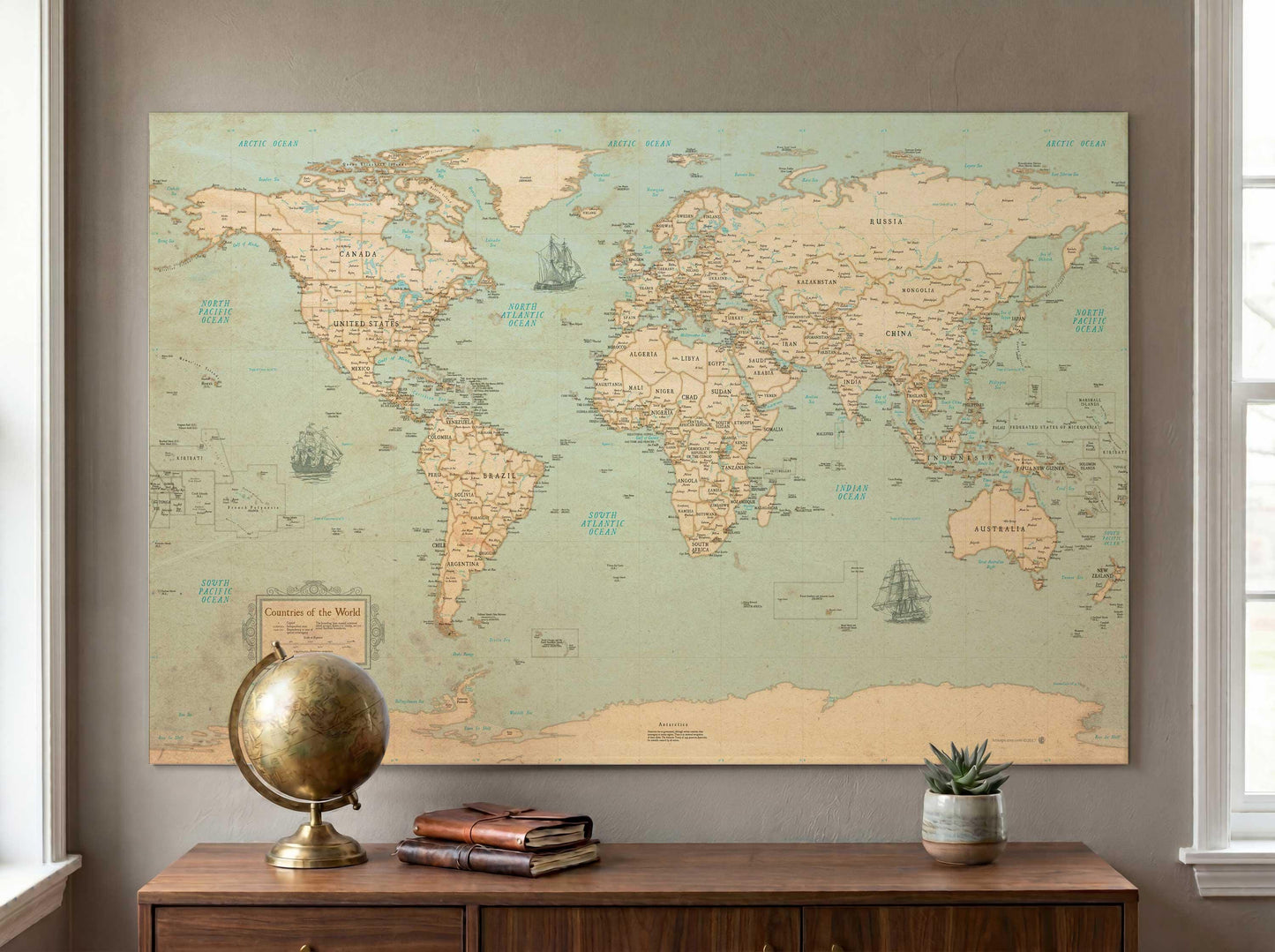 World Map Poster - Rustic Style