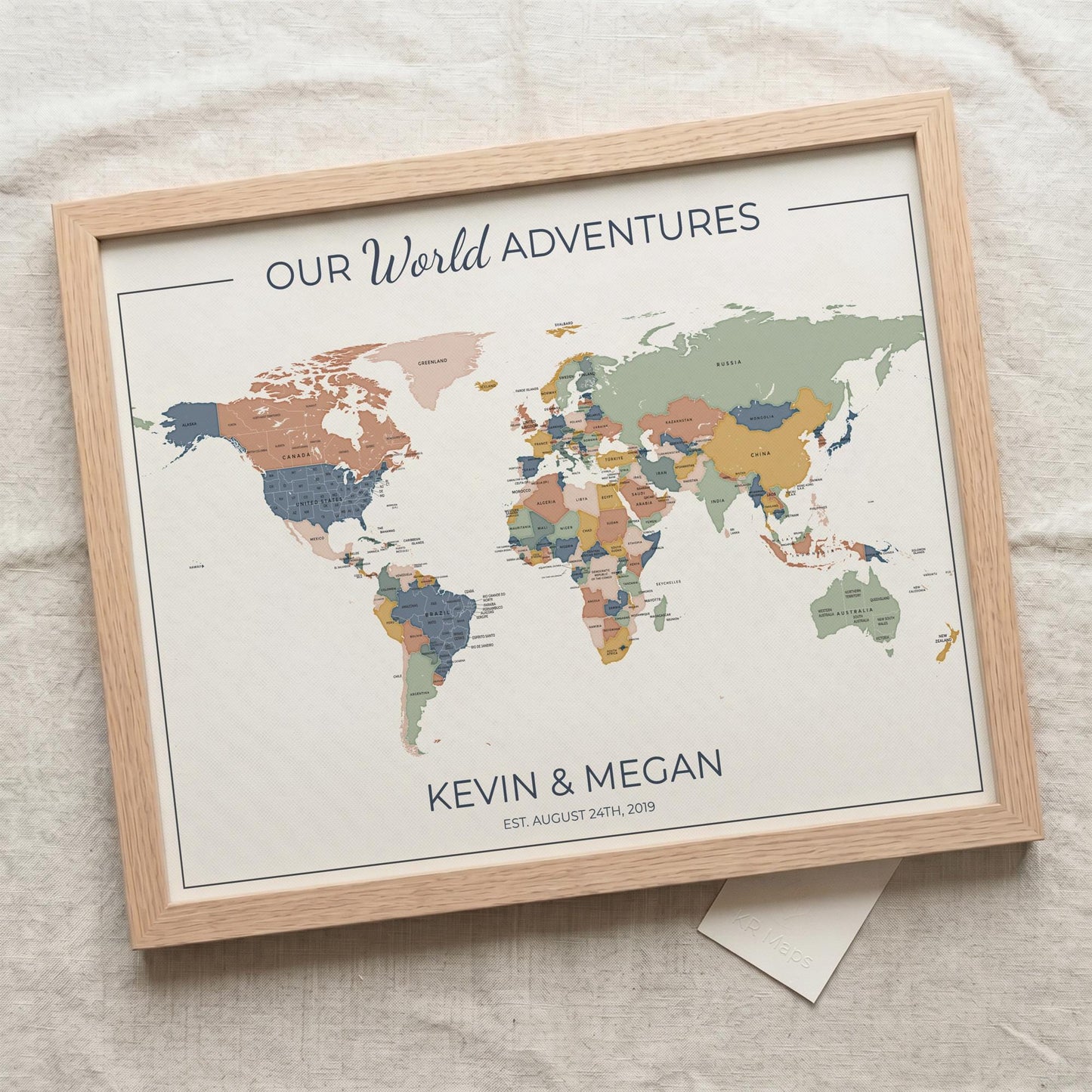 Push Pin World Map with Pins, Personalized Travel Map, Custom World Map Gift for Couples, Anniversary Gift