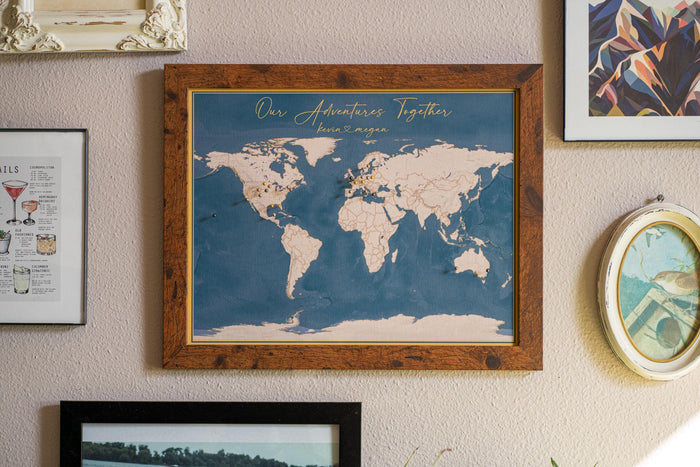 Personalized Push Pin World Map - Executive World