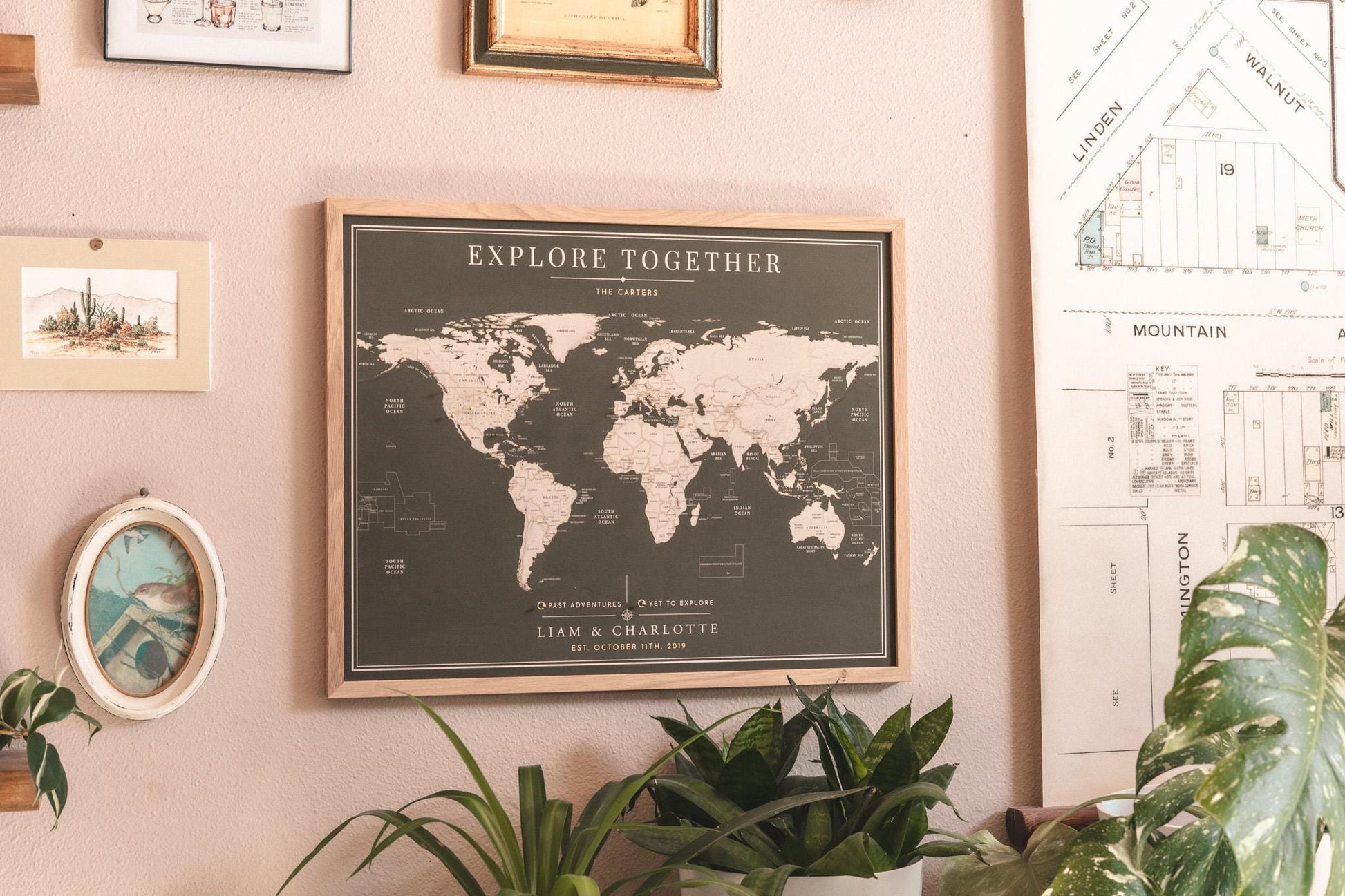 Push Pin World Map – Personalized Framed Travel Map with Pins