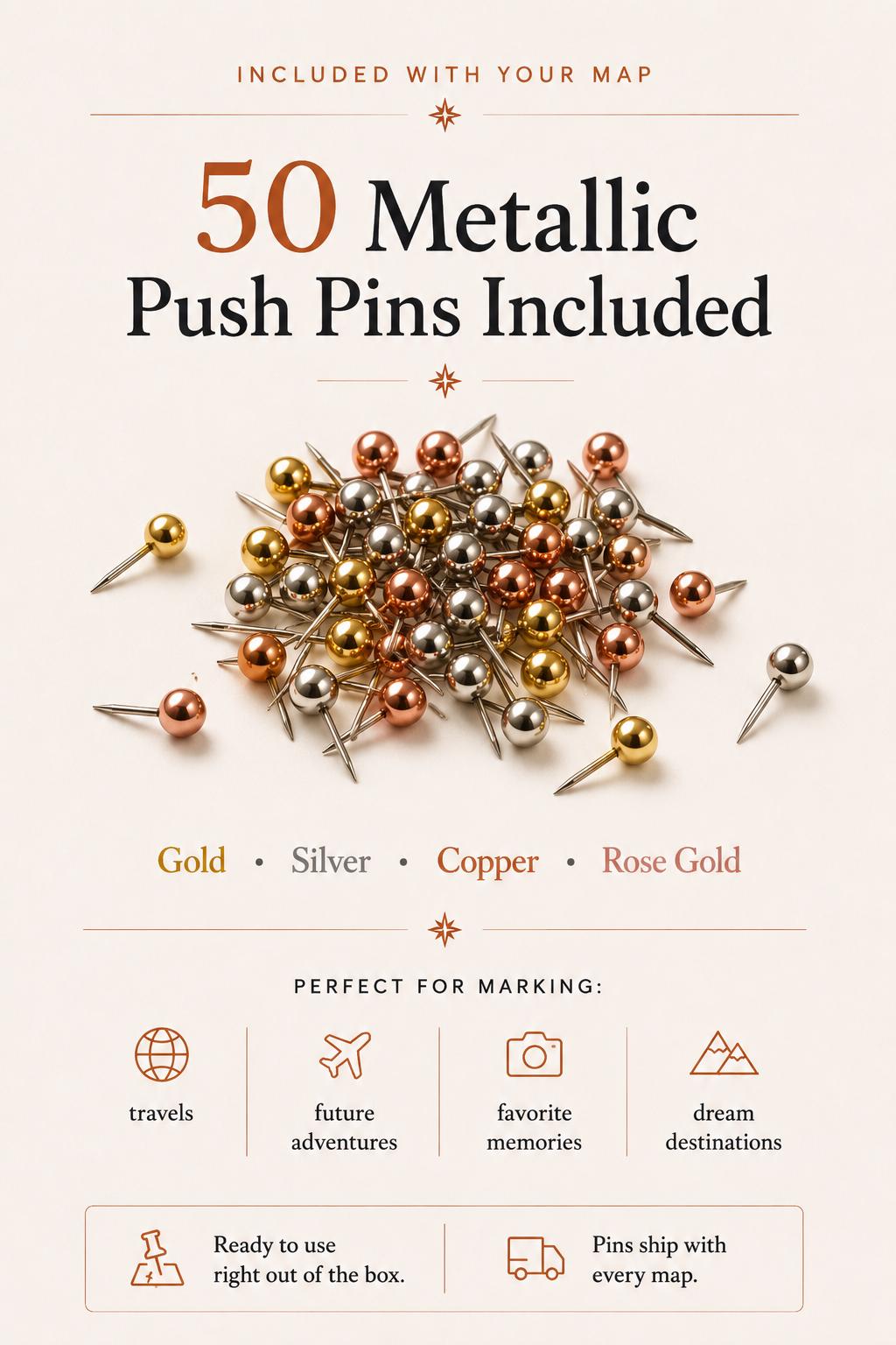 Push Pin World Map – Personalized Framed Travel Map with Pins