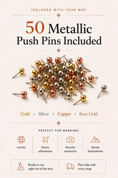Push Pin World Map – Personalized Framed Travel Map with Pins