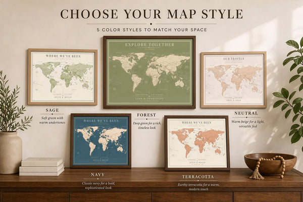 Push Pin World Map – Personalized Framed Travel Map with Pins