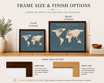 Push Pin World Map – Personalized Framed Travel Map with Pins