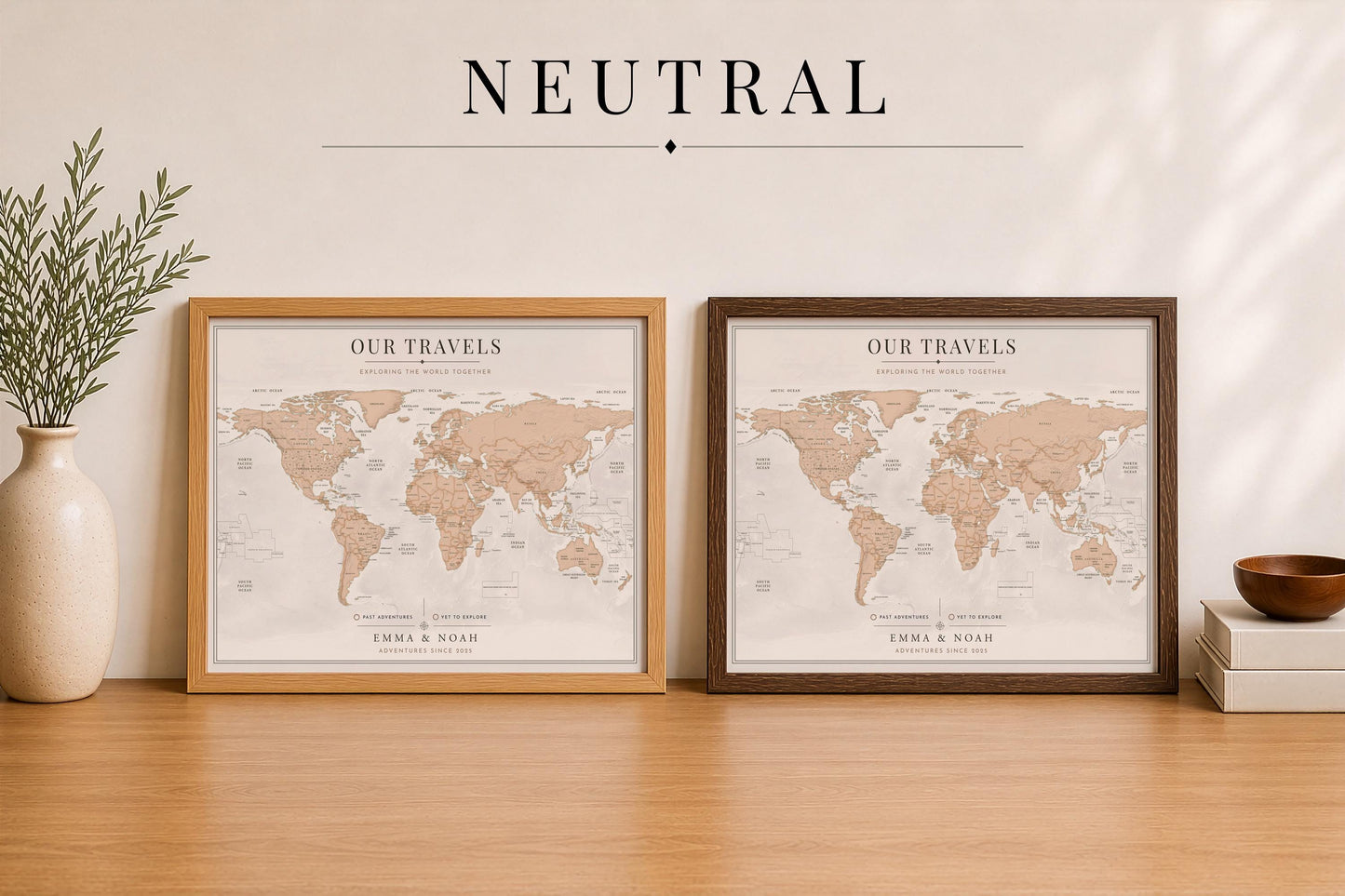 Push Pin World Map – Personalized Framed Travel Map with Pins