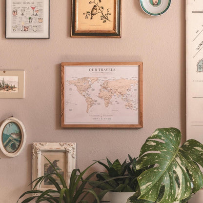 Push Pin World Map – Personalized Framed Travel Map with Pins