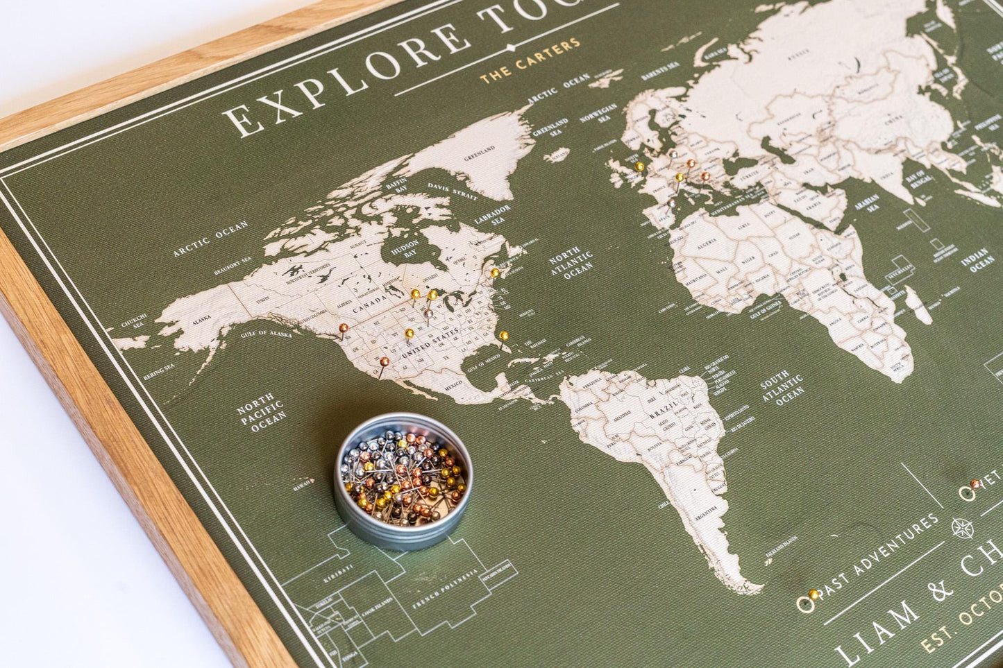 Push Pin World Map – Personalized Framed Travel Map with Pins