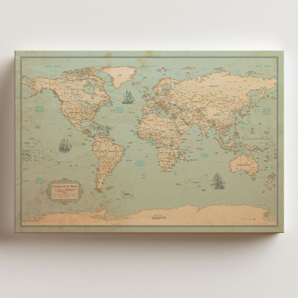Push Pin Map - Rustic Style World Map - KR Maps