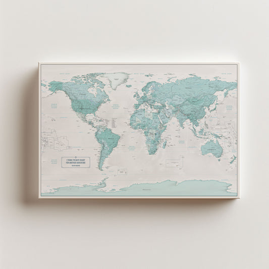 Push Pin Map - Teal Style World Map