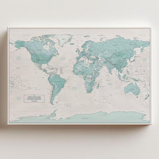 Push Pin Map - Teal Style World Map