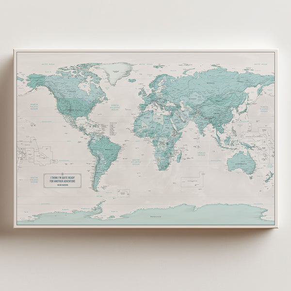 Push Pin Map - Teal Style World Map - KR Maps