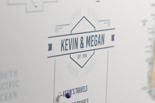 Push Pin Map - Muted Tones Style World Map