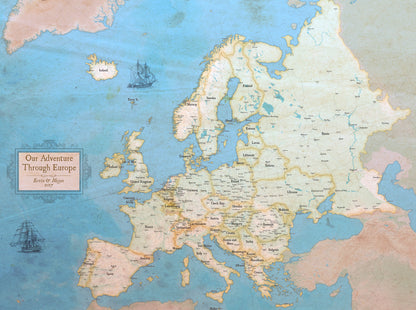 Europe Travel Map | Push Pin Map | Track Travels | Pin Board Map