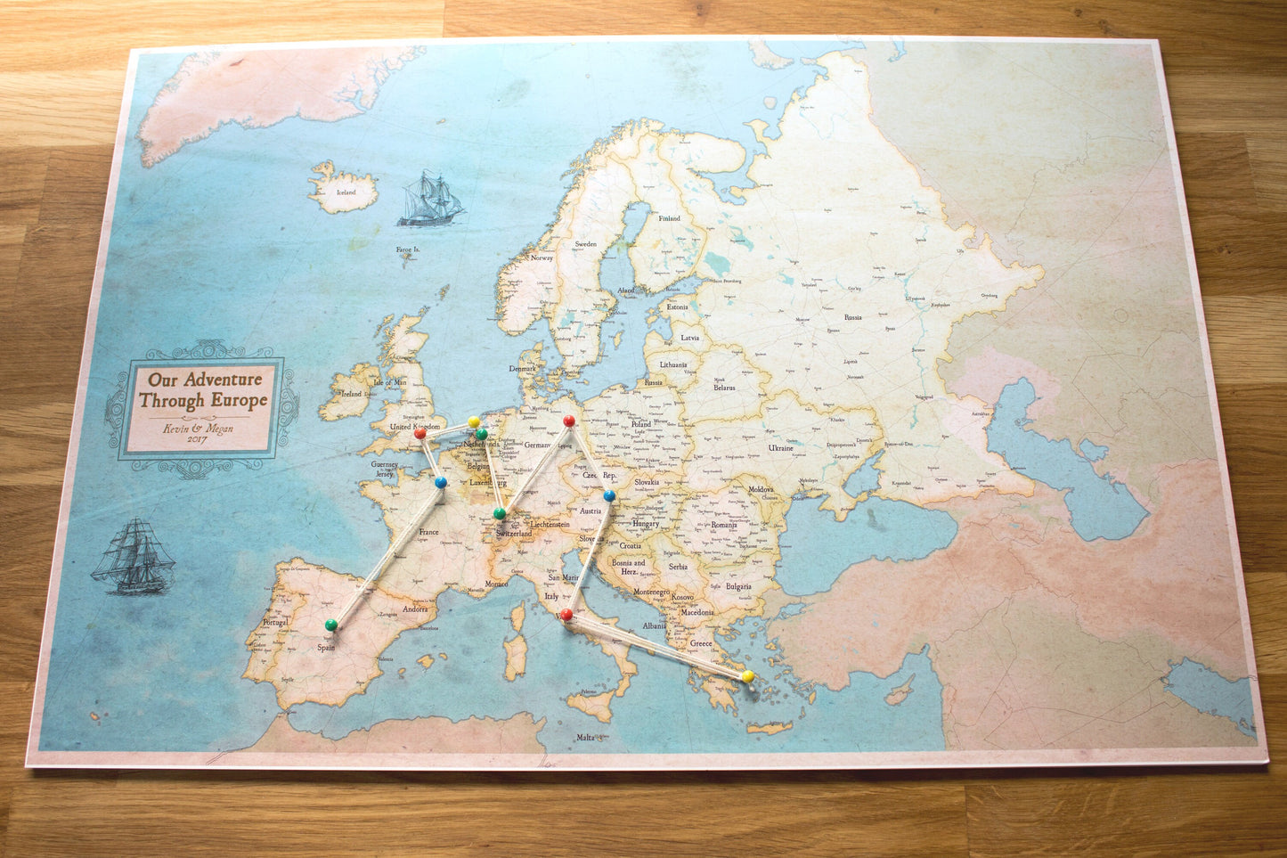 Europe Travel Map | Push Pin Map | Track Travels | Pin Board Map