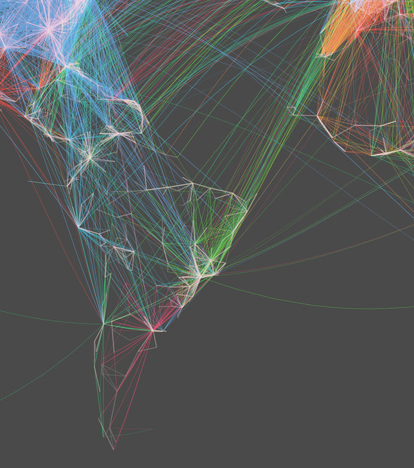 Flight Patterns World Map Poster - Colorful