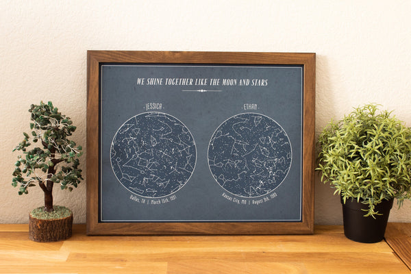 Custom Star Map Blue Two Person - 11x14