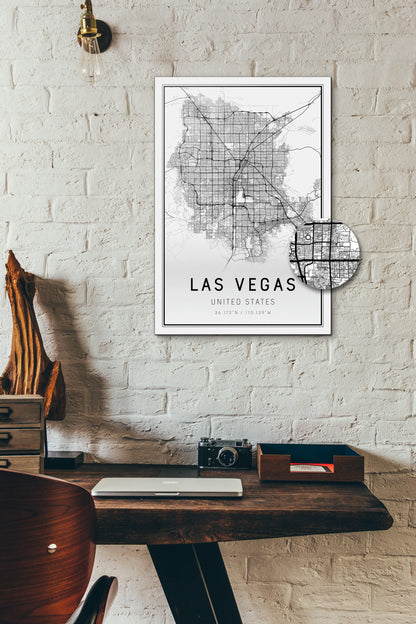 Las Vegas Map Print Black and White 13x19"