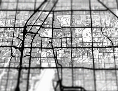 Las Vegas Map Print Black and White 13x19"