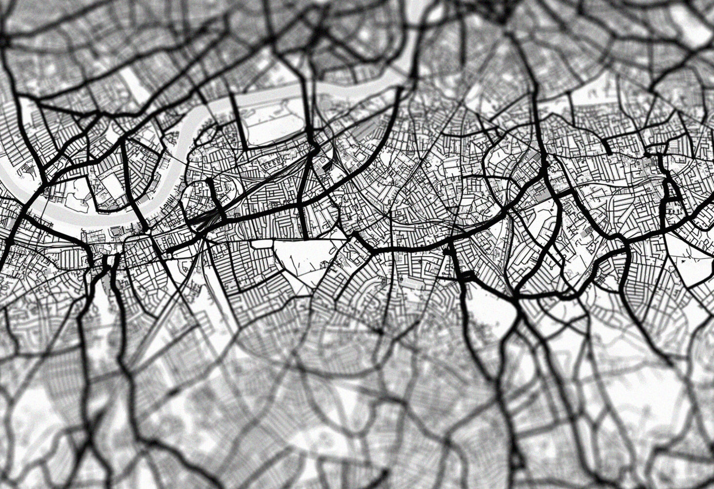 Closeup of Black and white London&#39;s Roads