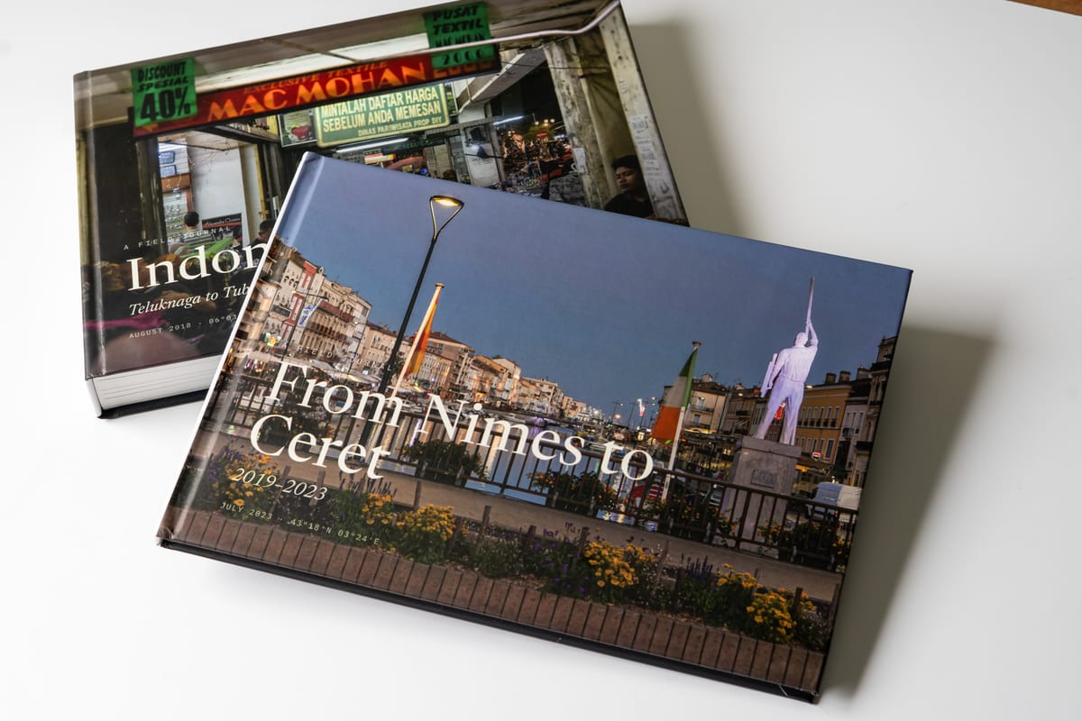 Two books, two trips &mdash; both A4 landscape, both hardcover