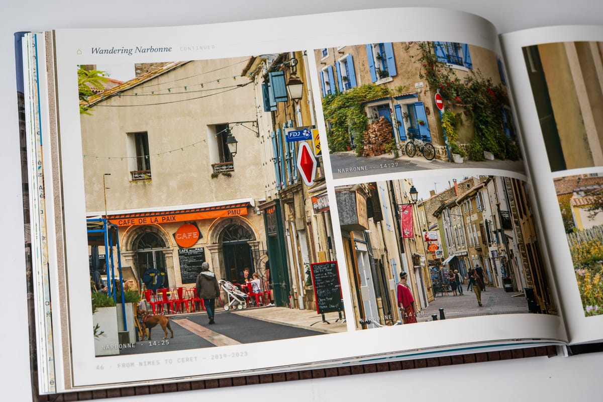 Wandering Narbonne &mdash; a day&rsquo;s walk, set across both pages