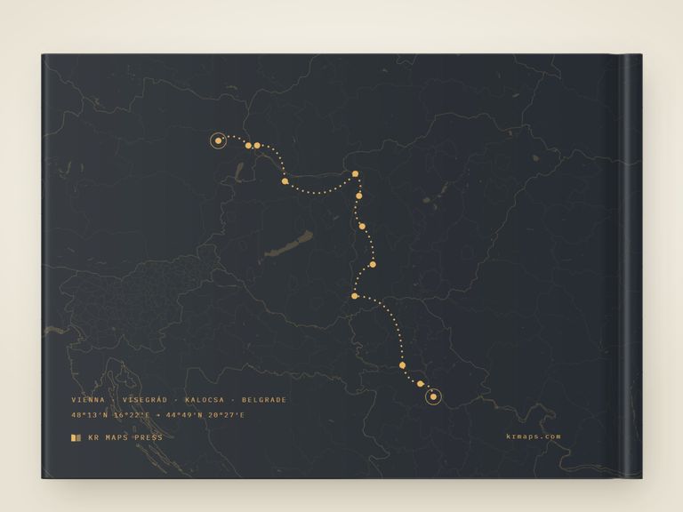 The small band &mdash; an A5 landscape Travel Book back cover, the route drawn from a real trip's record