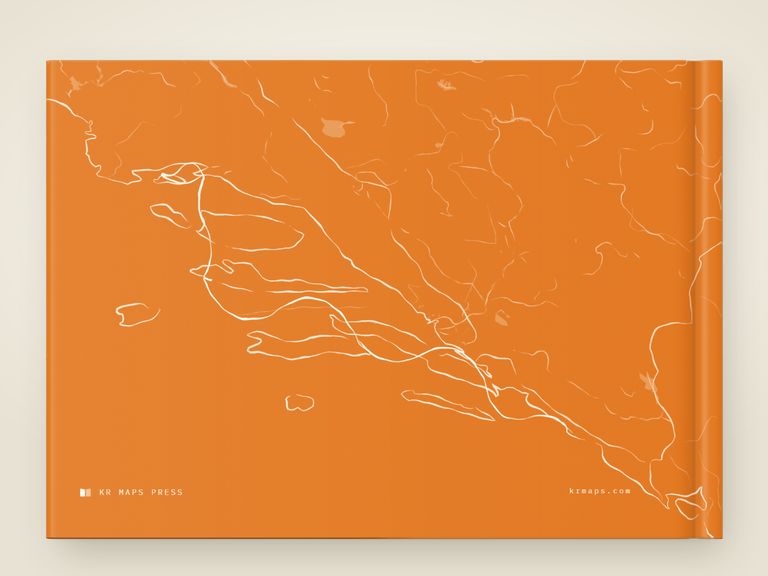 Bold &mdash; an A5 landscape Travel Book back cover, the route drawn from a real trip's record