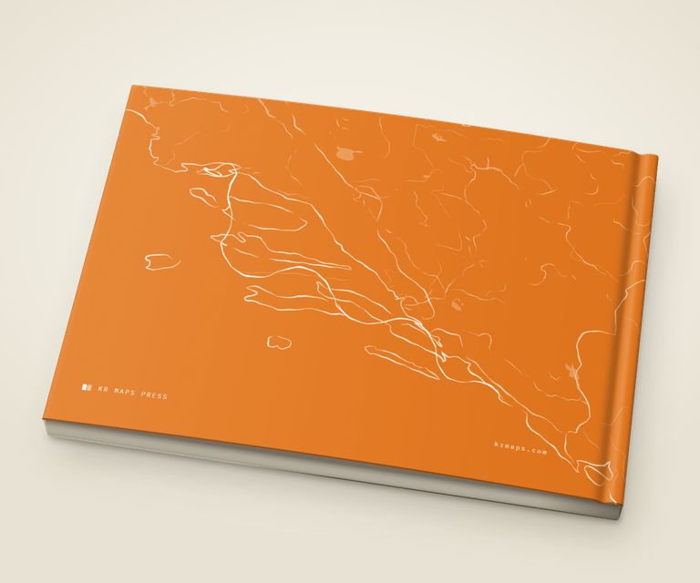 Bold &mdash; an A5 landscape Travel Book back cover, the route drawn from a real trip's record