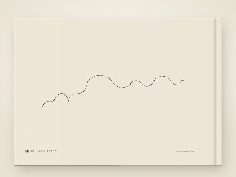 The inked line &mdash; an A4 landscape Travel Book back cover, the route drawn from a real trip's record