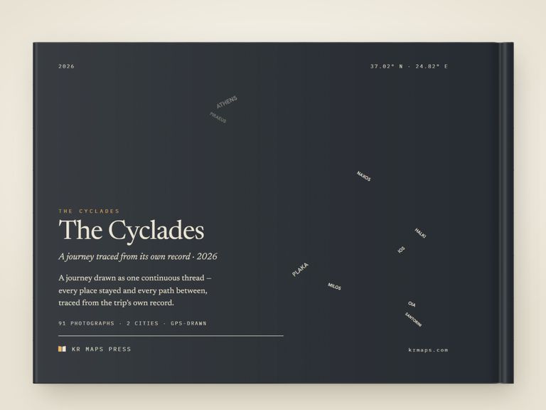 The names &mdash; an A4 landscape Travel Book back cover, the route drawn from a real trip's record