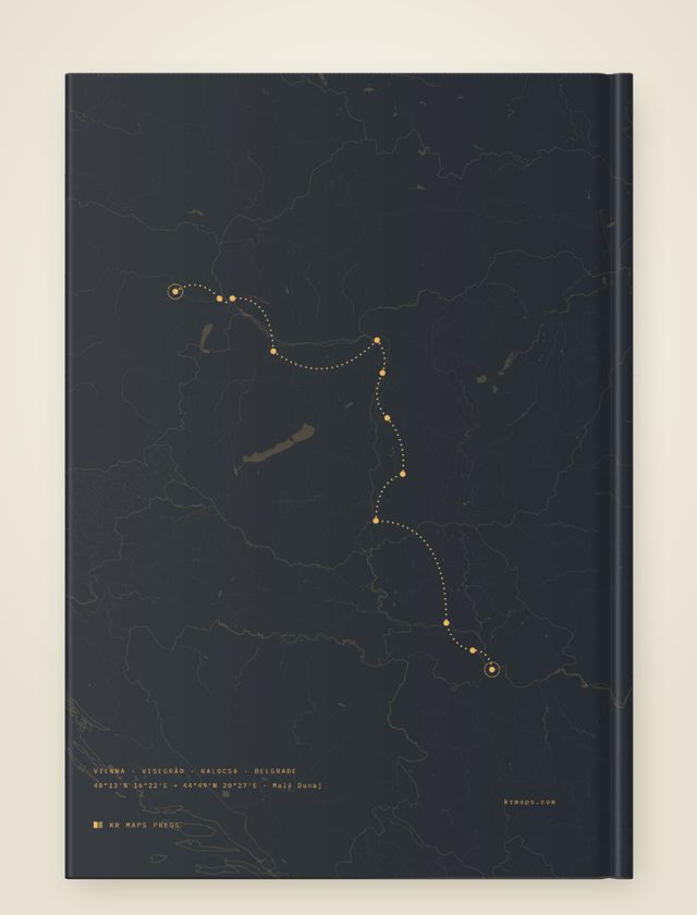 The small band &mdash; an A4 portrait Travel Book back cover, the route drawn from a real trip's record