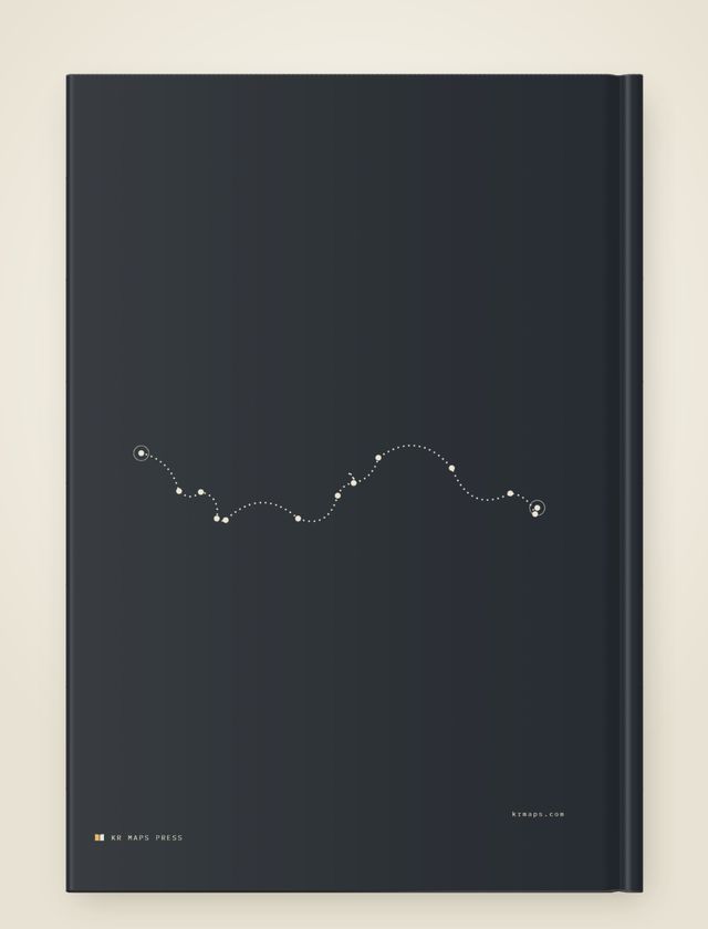 Just the line &mdash; an A4 portrait Travel Book back cover, the route drawn from a real trip's record