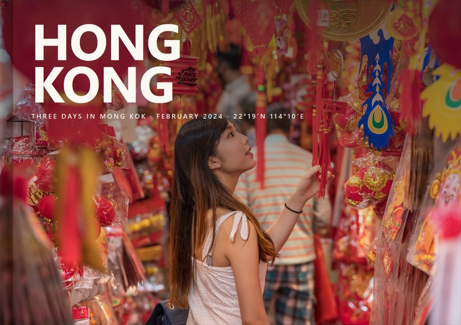 A Travel Book front cover &mdash; a new-year market in Hong Kong