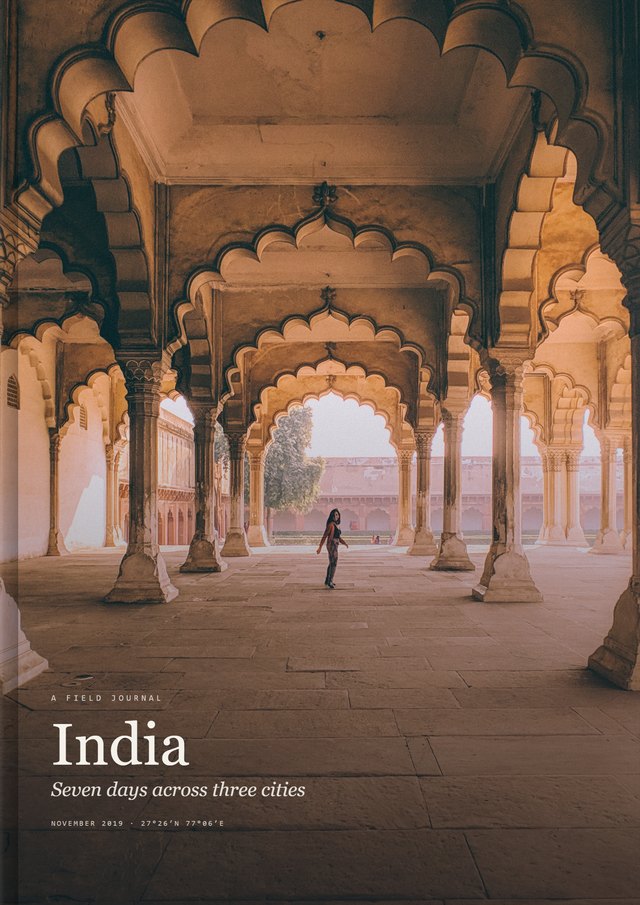 A Travel Book front cover &mdash; the arches of a fort in India