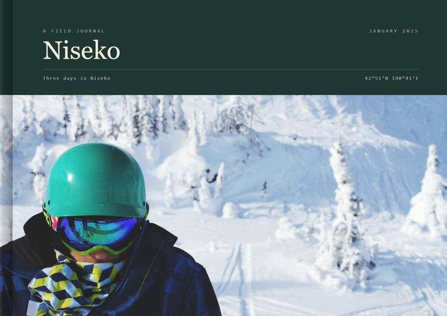 A Travel Book front cover &mdash; deep snow at Niseko