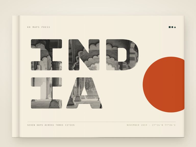 Blockcut &mdash; an A5 landscape Travel Book front cover, a real render from a lifestyle photograph