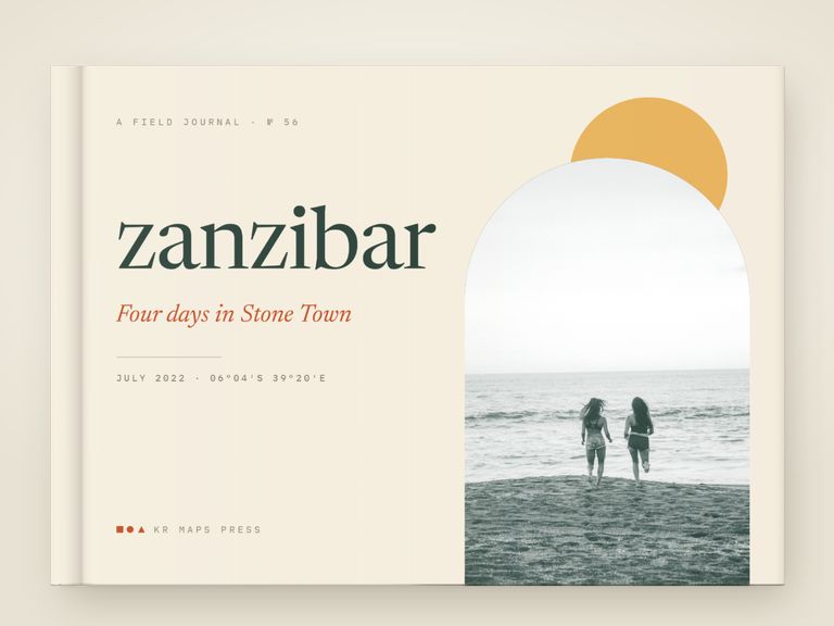 Cut paper &mdash; an A5 landscape Travel Book front cover, a real render from a lifestyle photograph