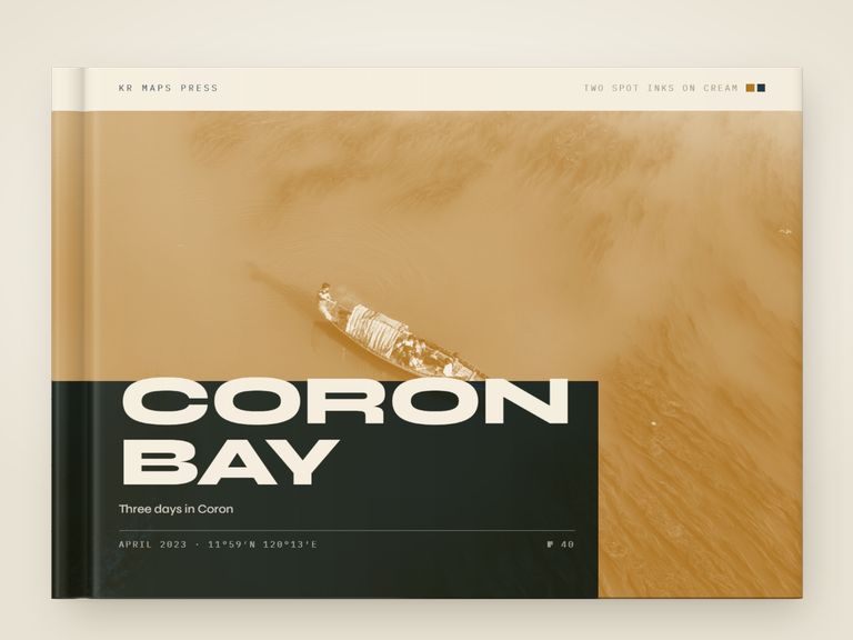 Two inks &mdash; an A5 landscape Travel Book front cover, a real render from a lifestyle photograph