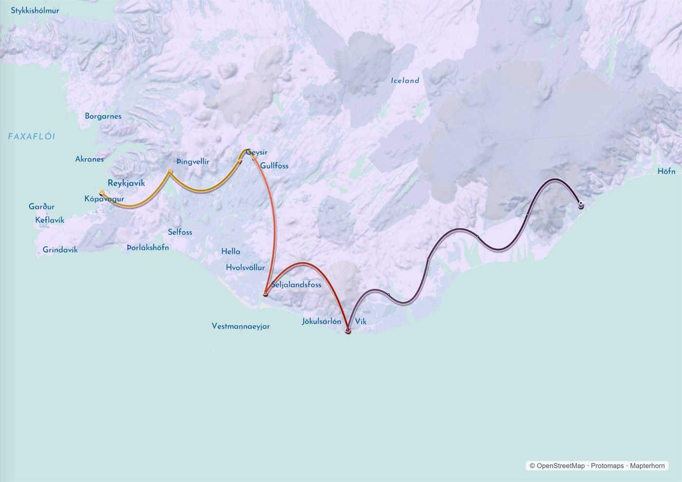 Blue Light map style &mdash; a book page of Iceland