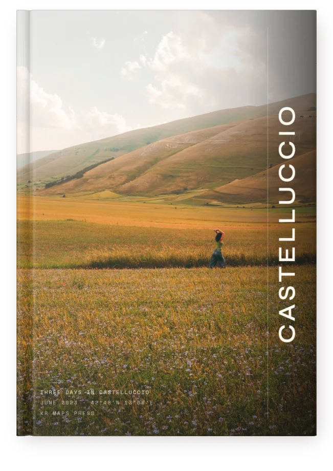 A4 portrait &mdash; a Travel Book front cover with the title turned up the fore-edge