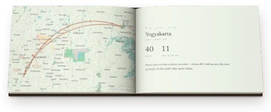 A single day&rsquo;s map page, drawn from the route