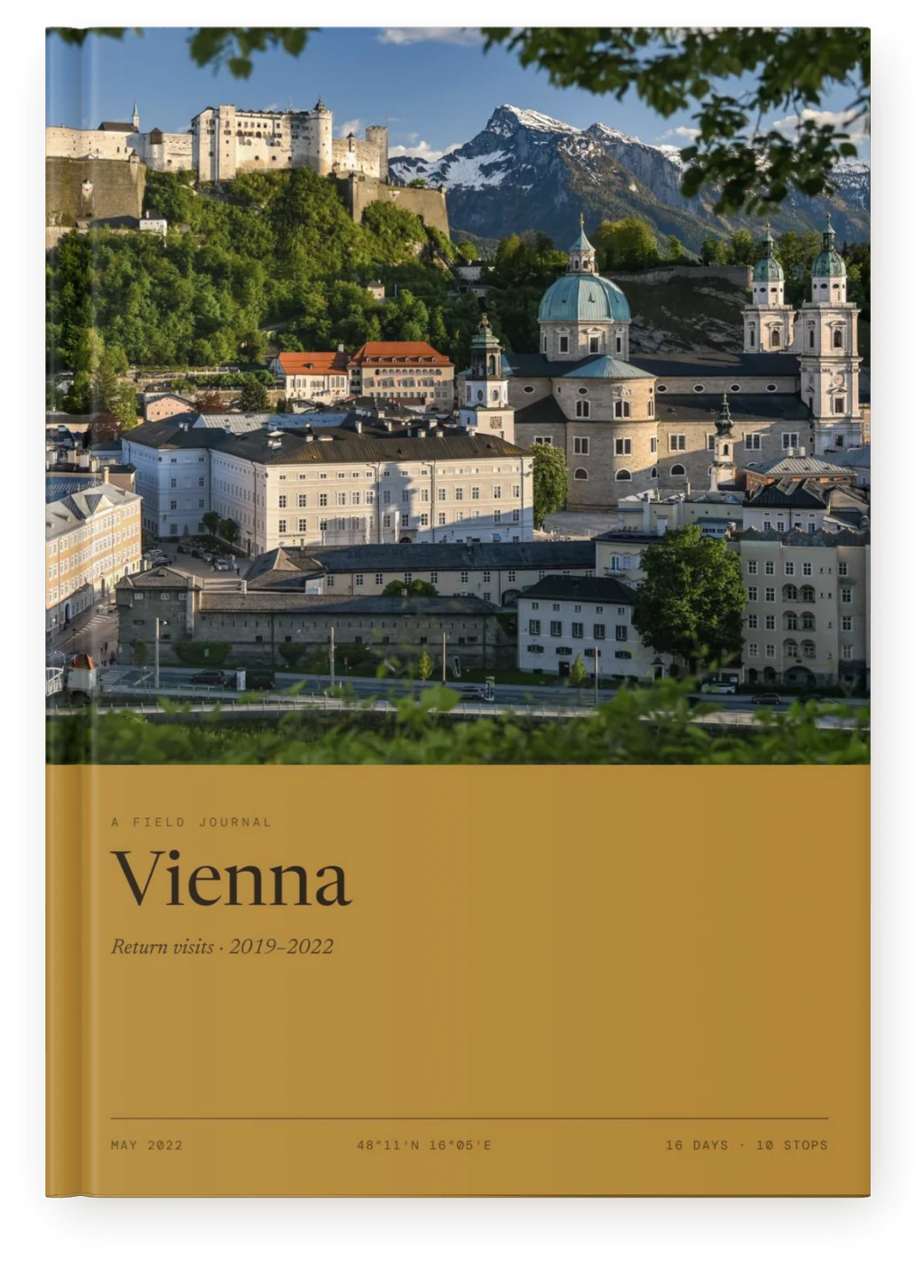 The front cover of the same book, the title set on an ochre band beneath the photograph