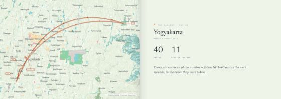 A single day&rsquo;s map page, drawn from the route