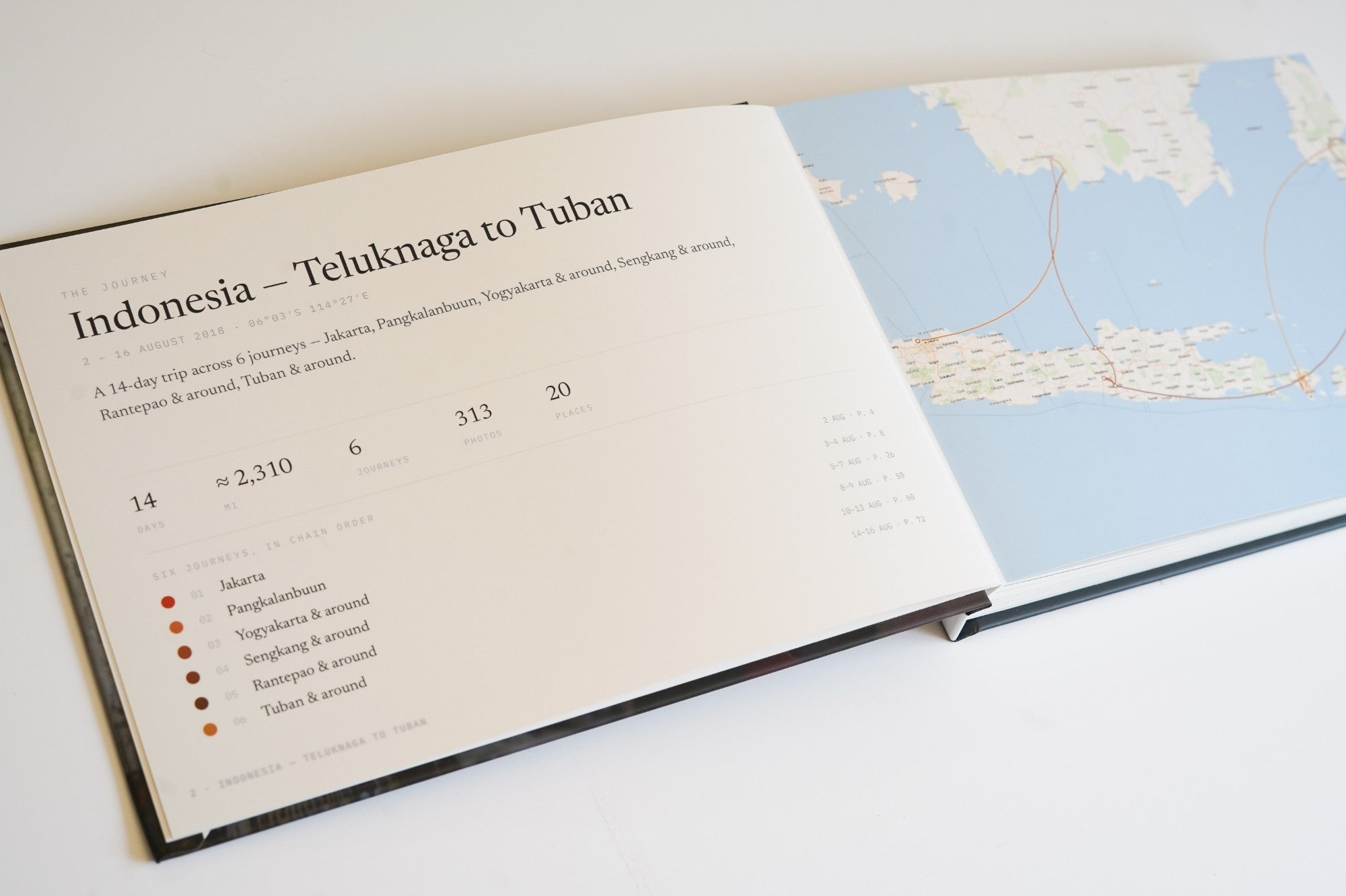 Page 2 of the Indonesia Travel Book: Indonesia, Teluknaga to Tuban, fourteen days across six journeys